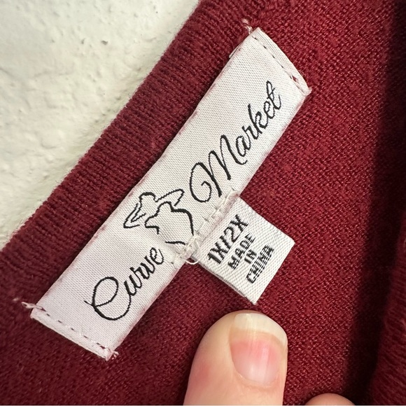 Burgundy Oversized Sweater Size 1X/2X Curve Market - Picture 7 of 8